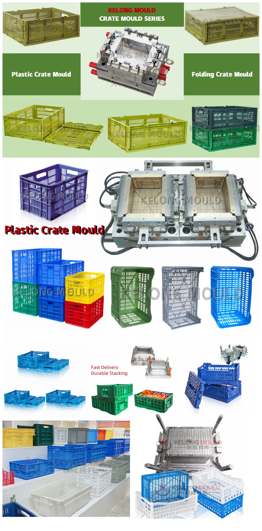 Injection Mould for Stackable with Wheels Plastic Foldable Storage Box