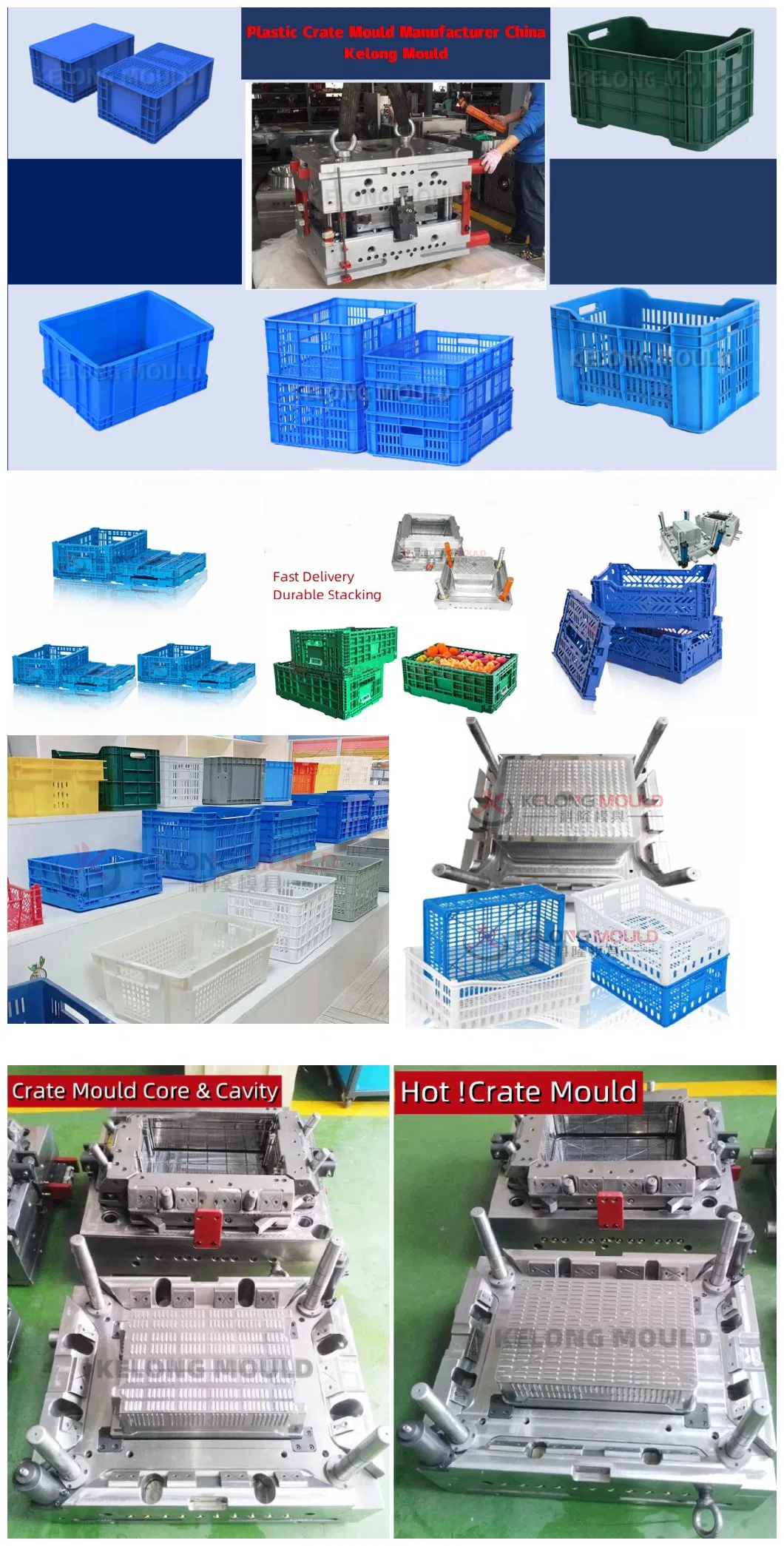 Plastic Injection Transport Turnover Tool Meat Vegetable Seafood Fruit Milk Pepsi Beer Container Crate Box Mould with Automatic Production